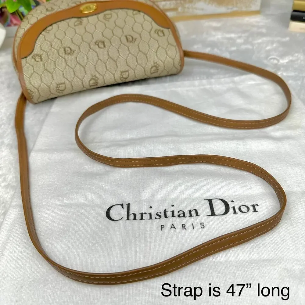 Dior Beige Monogram Canvas Shoulder Bag with Tan Leather Trim - Picture 11 of 16